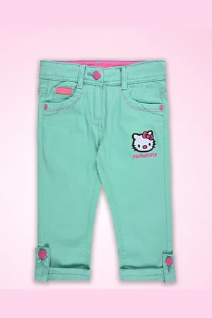 Wish Karo Girls Cotton Mid-Rise Embroidered Jeans