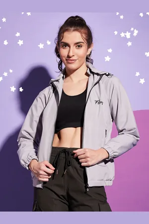 BuyNewTrend Women Hooded Solid Sports Windcheater Sporty Jacket