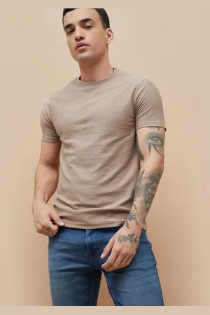 Lifestyle Men Solid Round Neck Cotton Slim Fit T-shirt