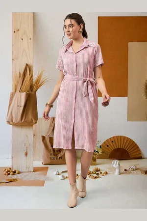 DressBerry Women Striped Shirt Midi Dress