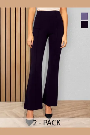 BAESD Pack Of 2 Women High-Rise Bootcut Trousers