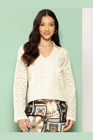 Broowl Self Design Cotton Wrap Top
