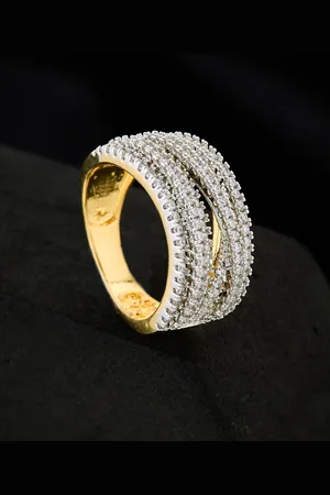 ATIBELLE Gold-Plated Cubic Zirconia Stone Studded Finger Rings