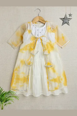 The Magic Wand Girls Embroidered Fit & Flared Ethnic Dress With Jacket