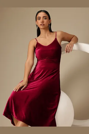 Chemistry Velvet Finish Slip A-Line Midi Dress