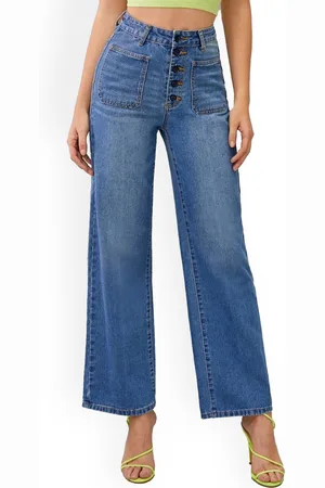 KOTTY Women Straight Fit High-Rise Clean Look Light Fade Stretchable Jeans