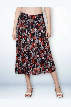 Jinfo Women Printed Flared Skirt With Attached Shorts