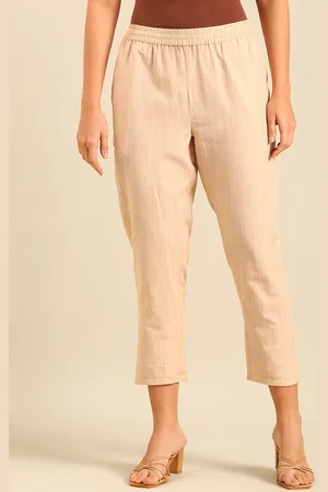 De Moza Women Striped Mid-Rise Regular Fit Chinos Trousers