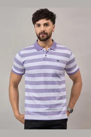 Reprise Men Striped Polo Collar Cotton T-shirt
