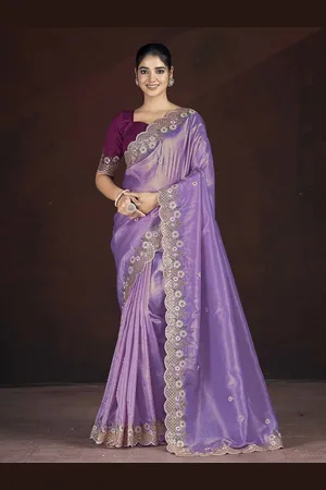 Munir Floral Sequinned Silk Blend Saree
