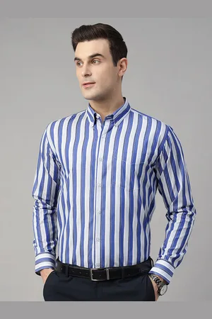 HANCOCK Men Standard Slim Fit Opaque Striped Formal Shirt