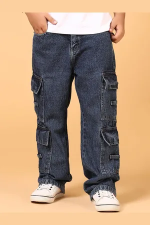 V-Mart Boys Light Fade Mid-Rise Stretchable Cargo Jeans