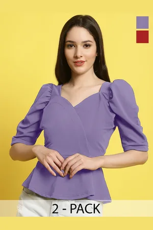 Metronaut Women Pack Of 2 Sweetheart Neck Peplum Top