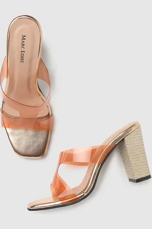 Marc Loire Women Rose Gold PU Block Sandals