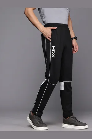 HRX Men Monochrome Printed Detail Lifestyle Track Pants