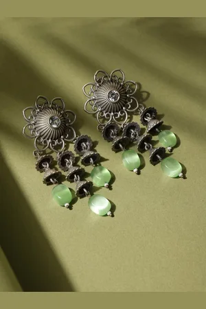 Fabindia Floral Stone Studded Drop Earrings