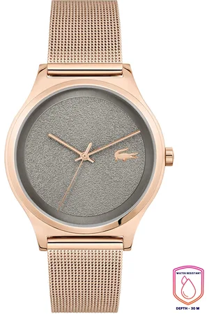 Lacoste Women Grey Brass Dial & Rose Gold Toned Stainless Steel Analogue Watch 2001193