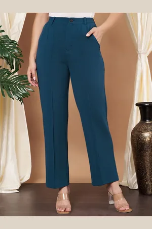 Moda Rapido Women Relaxed Straight Fit High-Rise Parallel Trousers