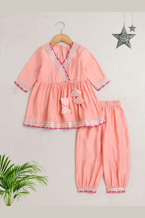 The Magic Wand Girls Printed Regular Gotta Patti Kurta with Pyjamas
