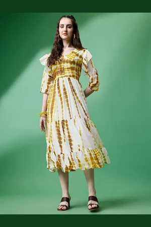 Kalini Tie and Dyed Georgette Fit and Flare Midi Dress
