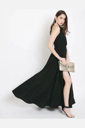 Kalini Women Shoulder Straps Cut-Out Detailed Fit & Flare Maxi Dress