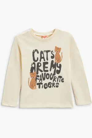 Koton Girls Typography Printed Round Neck Cotton T-shirt