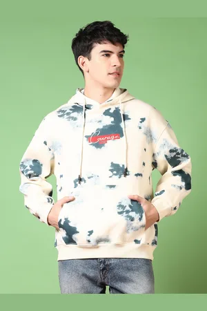 V-Mart Men Abstract Printed Hooded Pullover Sweatshirt