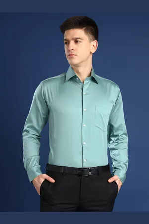 HANCOCK Men Premium Slim Fit Spread Collar Solid Cotton Party Shirt
