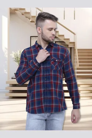Kuons Avenue Men Smart Slim Fit Tartan Checked Cotton Casual Shirt