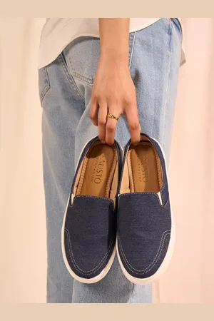 FAUSTO Women Lightweight Comfort Insole Contrast Sole Canvas Mules