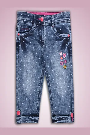 Wish Karo Girls Embroidered Regular Fit Jeans