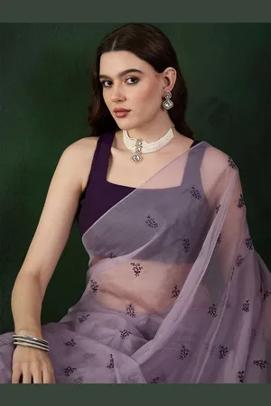 Sangria Women Thread and Sequinned Embroidered Saree with Blouse Piece