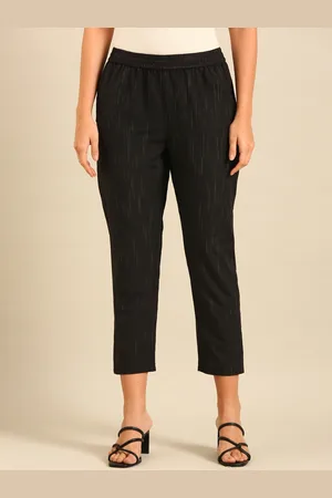 De Moza Women Striped Cotton Chinos Trousers