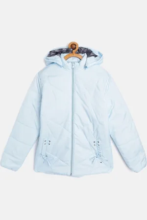 Monte Carlo Girls Blue Solid Detachable Hood Padded Jacket