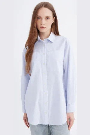 DeFacto Women Striped Long-Line Cotton Shirt