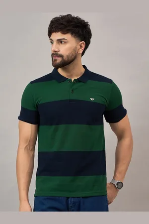 Reprise Men Striped Polo Collar Cotton T-shirt