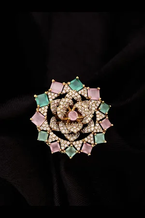 ATIBELLE Gold-Plated Cubic Zirconia Stone Studded Finger Ring
