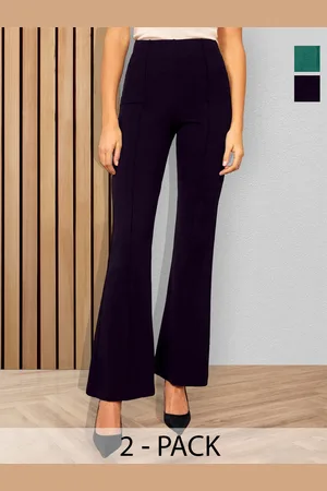 BAESD Pack Of 2 Women High-Rise Bootcut Trousers