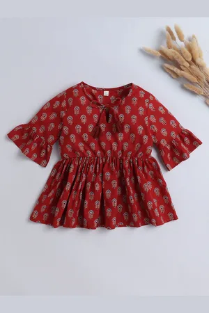 The Magic Wand Girls Ethnic Motifs Printed Cotton Empire Top