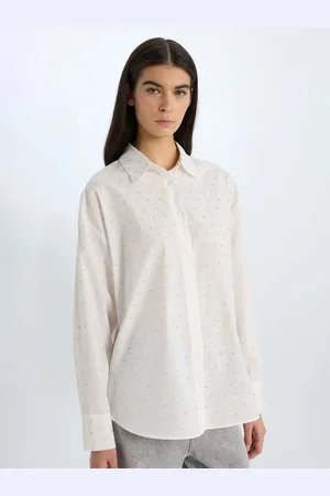 DeFacto Women Spread Collar Micro Ditsy Printed Cotton Casual Shirt