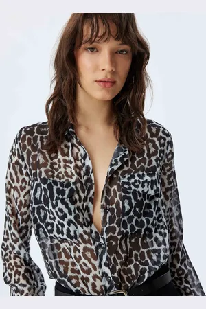 Koton Women Spread Collar Animal Printed Casual Shirt