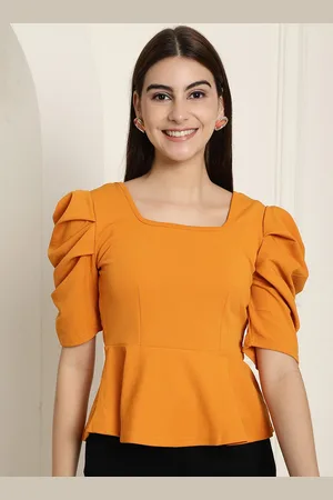 Metronaut Women Square Neck Peplum Top