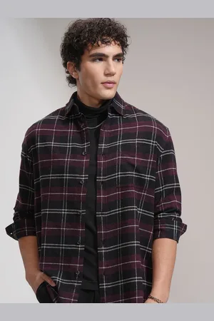 Highlander Men Flannel Grindle Textured Checked Relaxed Overshirt