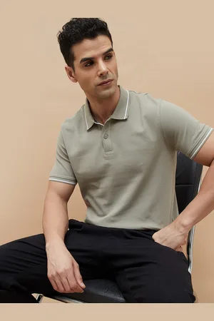 Lifestyle Men Solid Polo Collar Cotton T-shirt