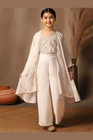 BAESD Girls Embroidered Regular Top with Palazzos