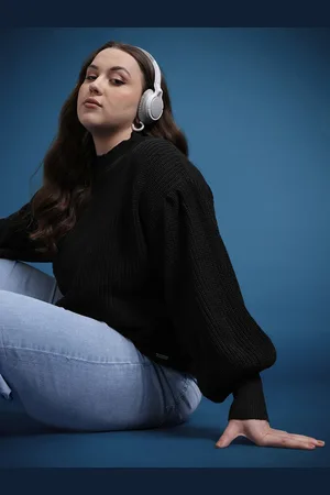 Roadster The Life Co. Plus Size Ribbed Puff Sleeves Pullover