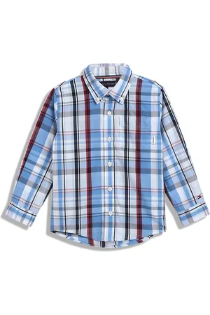 Tommy Hilfiger Boys Button-Down Collar Tartan Checked Cotton Casual Shirt