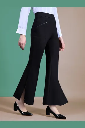 Chemistry Women Solid Side Slit Bootcut Regular Work wear Trouser