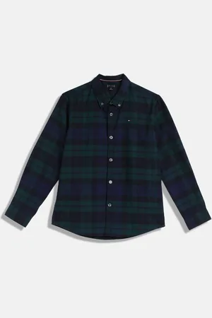 Tommy Hilfiger Boys Button-Down Collar Tartan Checked Cotton Casual Shirt