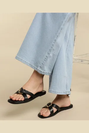 Nautica Women Buckle Detail Open Toe Flats